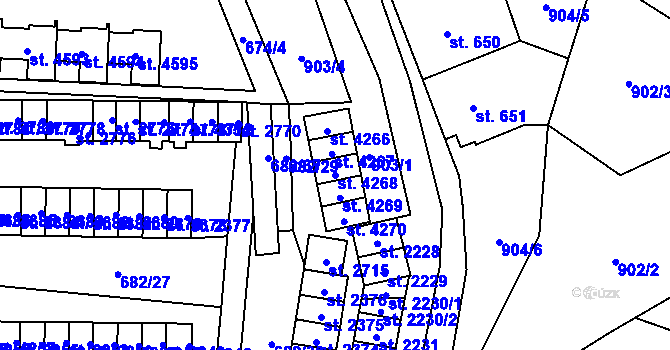 Parcela st. 4268 v KÚ Kyjov, Katastrální mapa