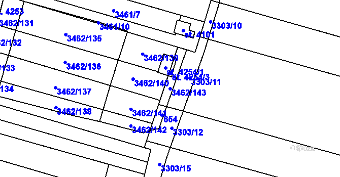 Parcela st. 3462/143 v KÚ Kyjov, Katastrální mapa