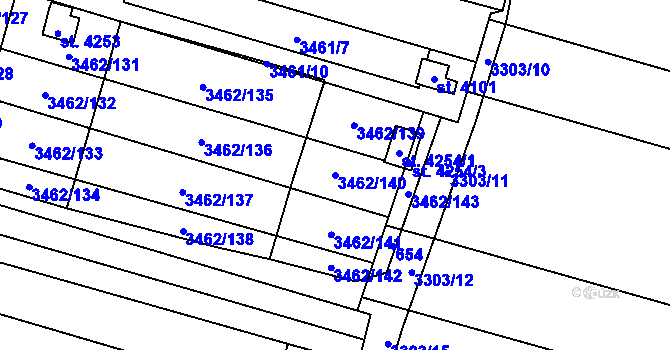 Parcela st. 3462/140 v KÚ Kyjov, Katastrální mapa