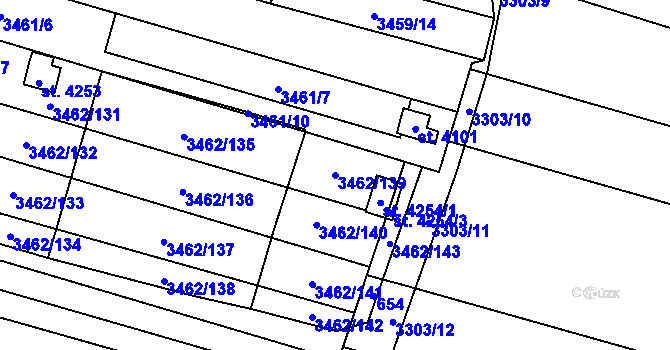 Parcela st. 3462/139 v KÚ Kyjov, Katastrální mapa