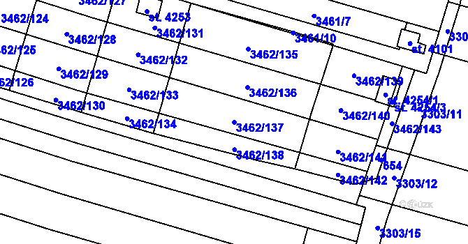 Parcela st. 3462/137 v KÚ Kyjov, Katastrální mapa