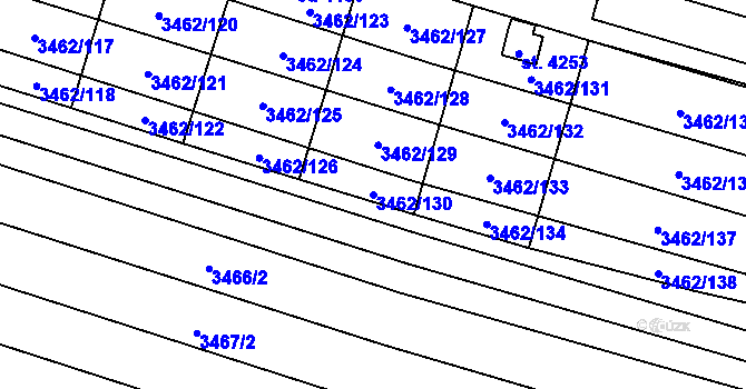 Parcela st. 3462/130 v KÚ Kyjov, Katastrální mapa