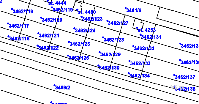 Parcela st. 3462/129 v KÚ Kyjov, Katastrální mapa
