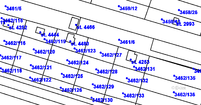 Parcela st. 3462/127 v KÚ Kyjov, Katastrální mapa