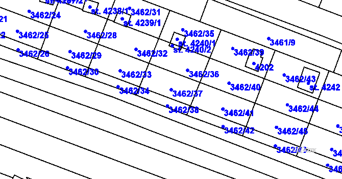 Parcela st. 3462/37 v KÚ Kyjov, Katastrální mapa