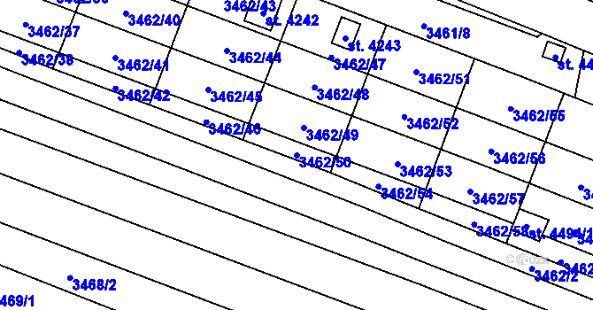 Parcela st. 3462/50 v KÚ Kyjov, Katastrální mapa