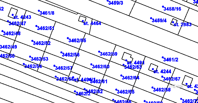 Parcela st. 3462/59 v KÚ Kyjov, Katastrální mapa