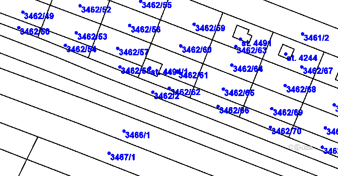 Parcela st. 3462/62 v KÚ Kyjov, Katastrální mapa