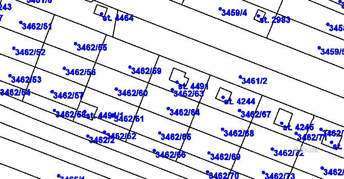Parcela st. 3462/63 v KÚ Kyjov, Katastrální mapa