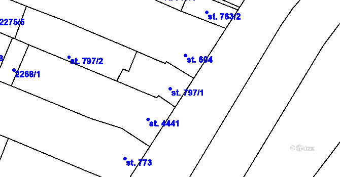 Parcela st. 797/1 v KÚ Kyjov, Katastrální mapa