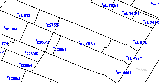 Parcela st. 797/2 v KÚ Kyjov, Katastrální mapa