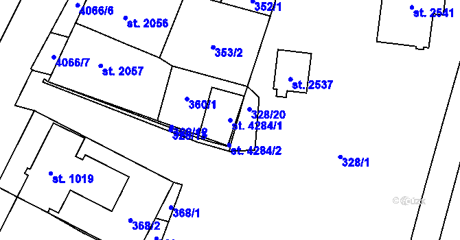 Parcela st. 4284/1 v KÚ Kyjov, Katastrální mapa