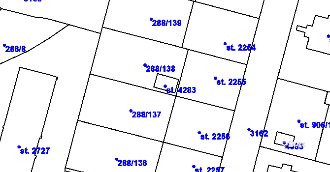 Parcela st. 4283 v KÚ Kyjov, Katastrální mapa