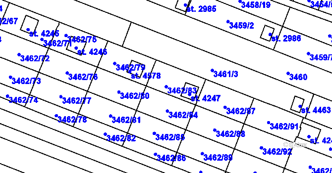Parcela st. 3462/83 v KÚ Kyjov, Katastrální mapa