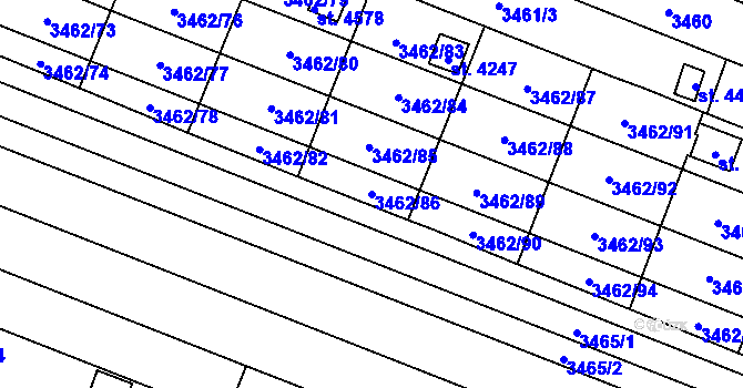 Parcela st. 3462/86 v KÚ Kyjov, Katastrální mapa