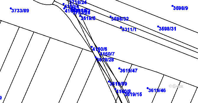 Parcela st. 4160/7 v KÚ Kyjov, Katastrální mapa
