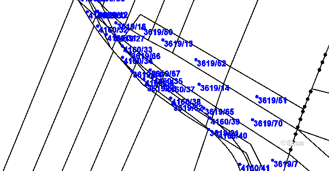 Parcela st. 4160/37 v KÚ Kyjov, Katastrální mapa