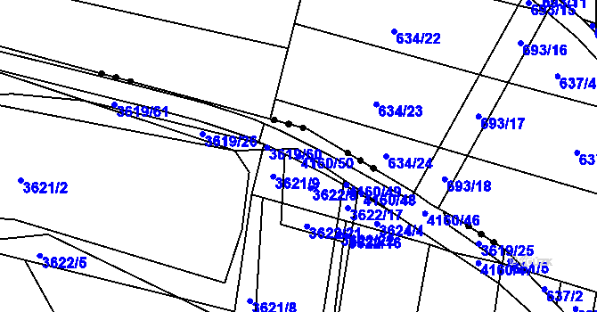 Parcela st. 4160/50 v KÚ Kyjov, Katastrální mapa