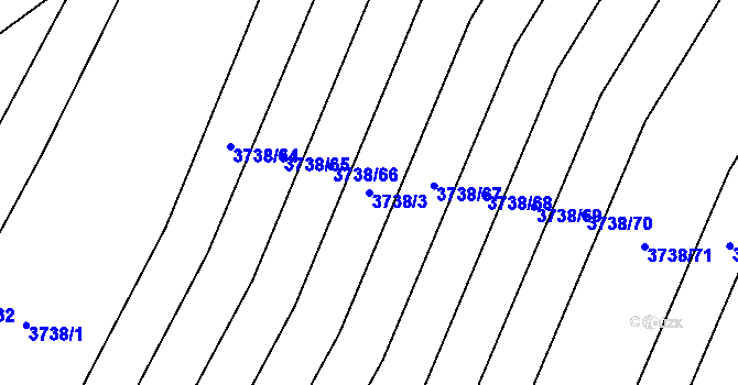 Parcela st. 3738/3 v KÚ Kyjov, Katastrální mapa