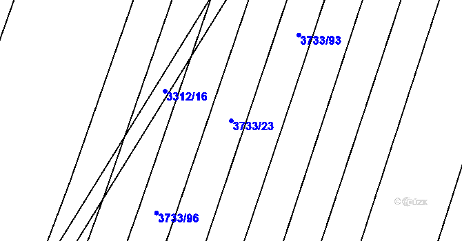 Parcela st. 3733/23 v KÚ Kyjov, Katastrální mapa
