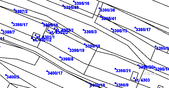 Parcela st. 3398/18 v KÚ Kyjov, Katastrální mapa
