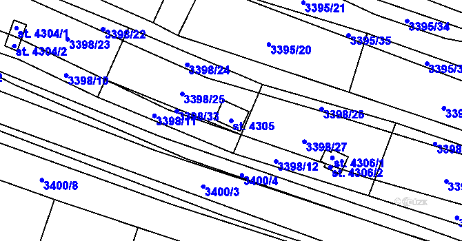 Parcela st. 4305 v KÚ Kyjov, Katastrální mapa