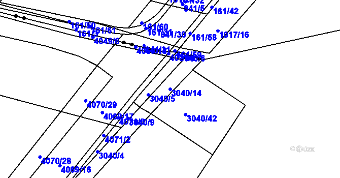 Parcela st. 3040/14 v KÚ Kyjov, Katastrální mapa