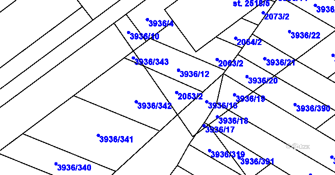 Parcela st. 3936/11 v KÚ Kyjov, Katastrální mapa