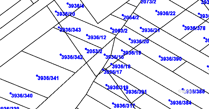 Parcela st. 3936/16 v KÚ Kyjov, Katastrální mapa