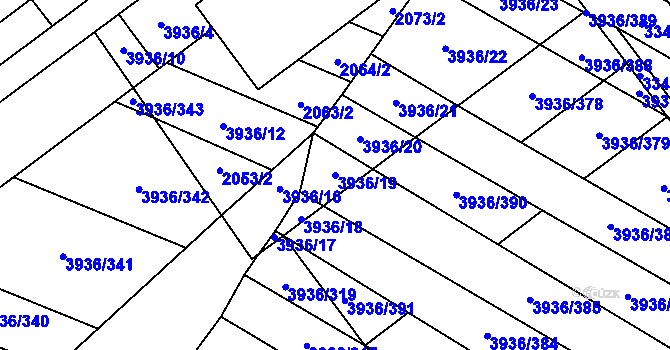 Parcela st. 3936/19 v KÚ Kyjov, Katastrální mapa