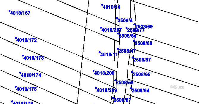 Parcela st. 4018/11 v KÚ Kyjov, Katastrální mapa