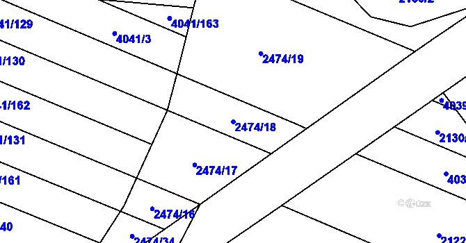 Parcela st. 2474/18 v KÚ Kyjov, Katastrální mapa