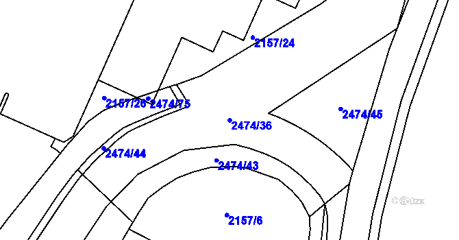 Parcela st. 2474/36 v KÚ Kyjov, Katastrální mapa