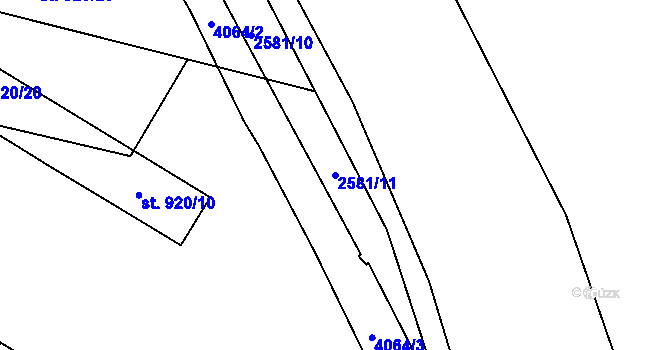 Parcela st. 2581/11 v KÚ Kyjov, Katastrální mapa