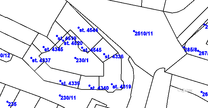 Parcela st. 4326 v KÚ Kyjov, Katastrální mapa