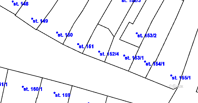 Parcela st. 152/4 v KÚ Kyjov, Katastrální mapa