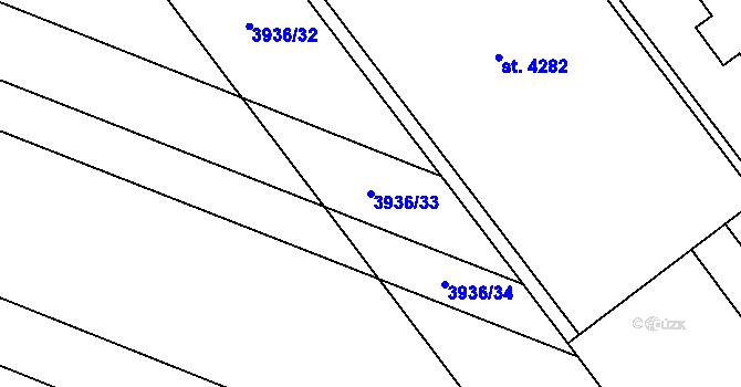 Parcela st. 3936/33 v KÚ Kyjov, Katastrální mapa