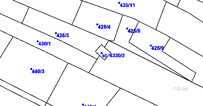 Parcela st. 4330/2 v KÚ Kyjov, Katastrální mapa