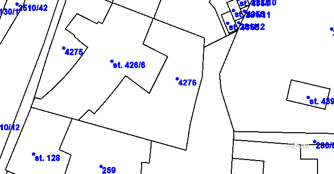Parcela st. 426/10 v KÚ Kyjov, Katastrální mapa