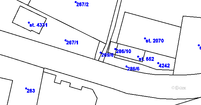Parcela st. 269/6 v KÚ Kyjov, Katastrální mapa