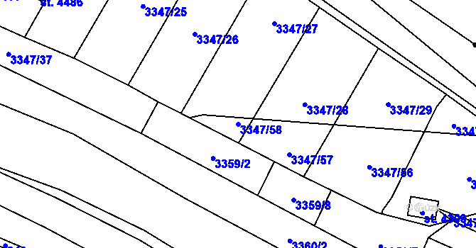 Parcela st. 3347/58 v KÚ Kyjov, Katastrální mapa