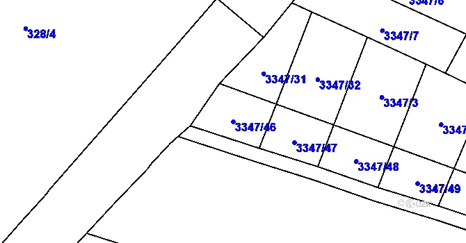 Parcela st. 3347/46 v KÚ Kyjov, Katastrální mapa