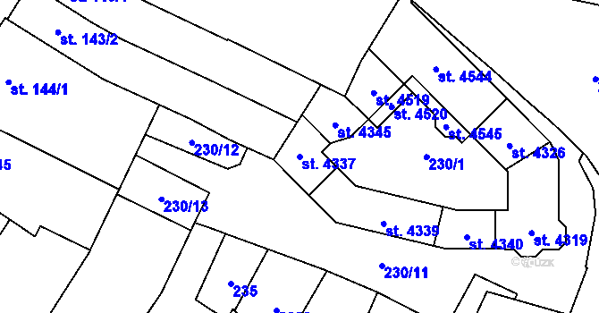 Parcela st. 4337 v KÚ Kyjov, Katastrální mapa