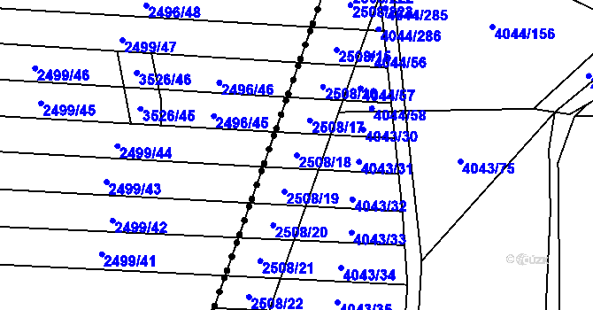 Parcela st. 2508/18 v KÚ Kyjov, Katastrální mapa