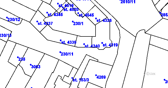 Parcela st. 4340 v KÚ Kyjov, Katastrální mapa