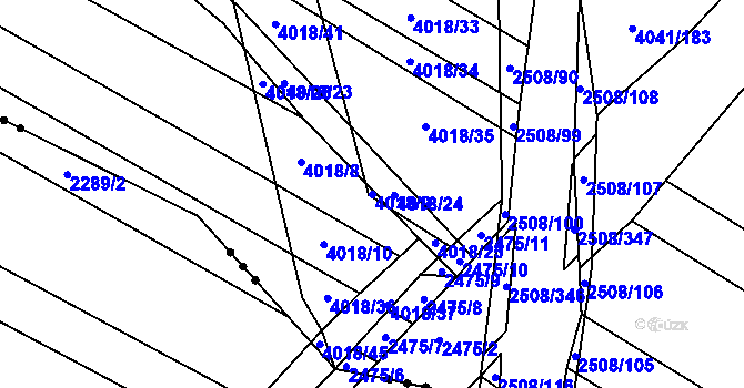 Parcela st. 4018/9 v KÚ Kyjov, Katastrální mapa