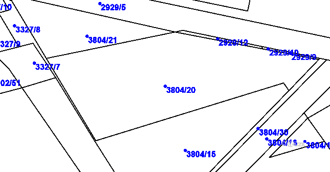 Parcela st. 3804/20 v KÚ Kyjov, Katastrální mapa