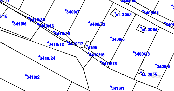 Parcela st. 4195 v KÚ Kyjov, Katastrální mapa