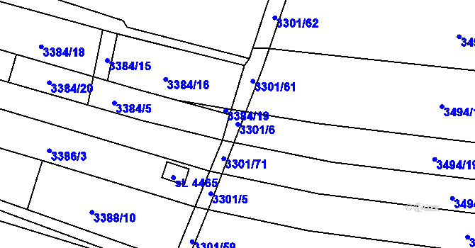 Parcela st. 3301/6 v KÚ Kyjov, Katastrální mapa