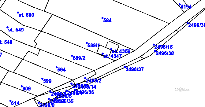 Parcela st. 4347 v KÚ Kyjov, Katastrální mapa